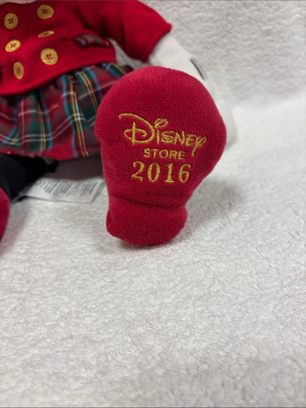 Disney 2016 Minnie Mouse Holiday Christmas Plush in Red Plaid Outfit